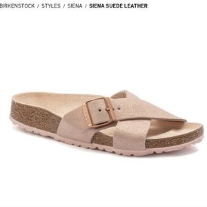 NIB Birkenstock Sienna Suede Leather Slides 6.5 Light Rose